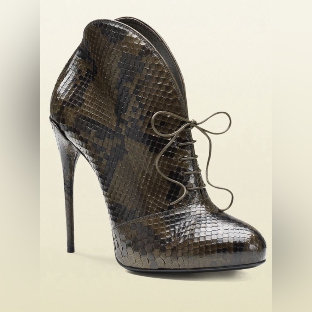 Gucci Kim Moss python leather ankle booties Sz. 37 - Picture 3 of 15